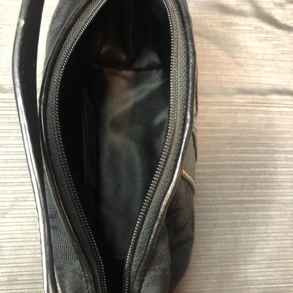 Coach Mini Signature Print Striped Black Small Leather Trim Logo Handbag - Picture 8 of 11